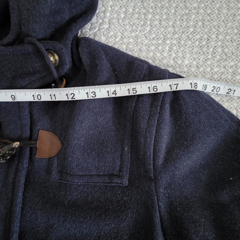 Vintage Lands End Navy Original Tiroler Loden Toggle Coat w/Hood Size M - Picture 11 of 16